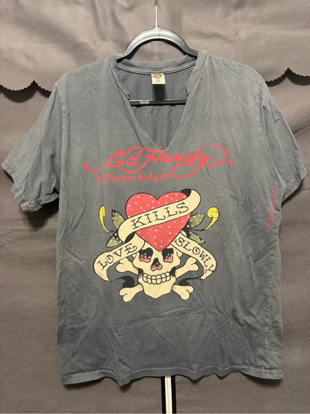 Ed Hardy Bedazzled V-Neck T-Shirt